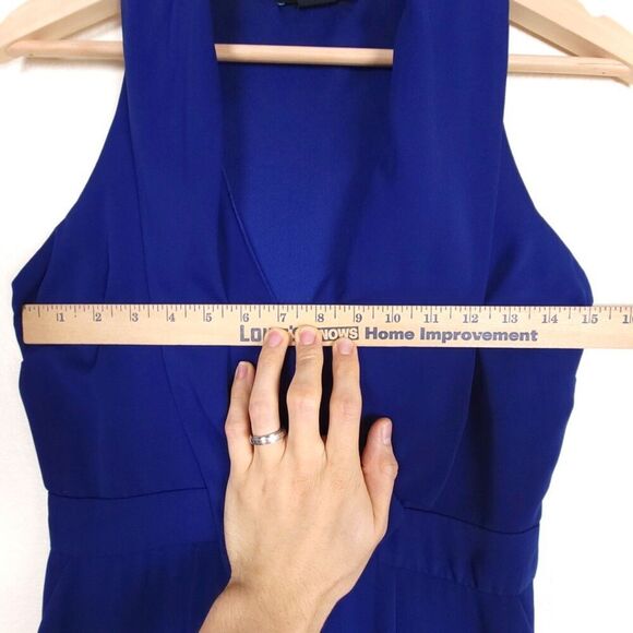 MARCIANO Guess Kaidy Draped Collar Pleated Wide Leg Crepe Jumpsuit Career 0 Blue - Picture 3 of 11